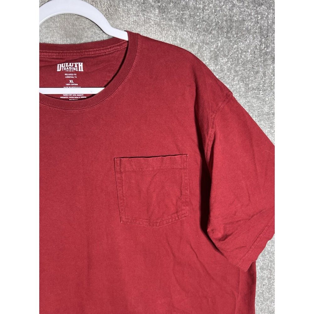 Duluth Trading Relaxed Fit Longtail T Shirt Mens Size XL Red Cotton Pocket Tee - Picture 4 of 7